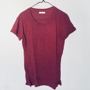 Awake Burgundy Rolled Sleeve T Speckle